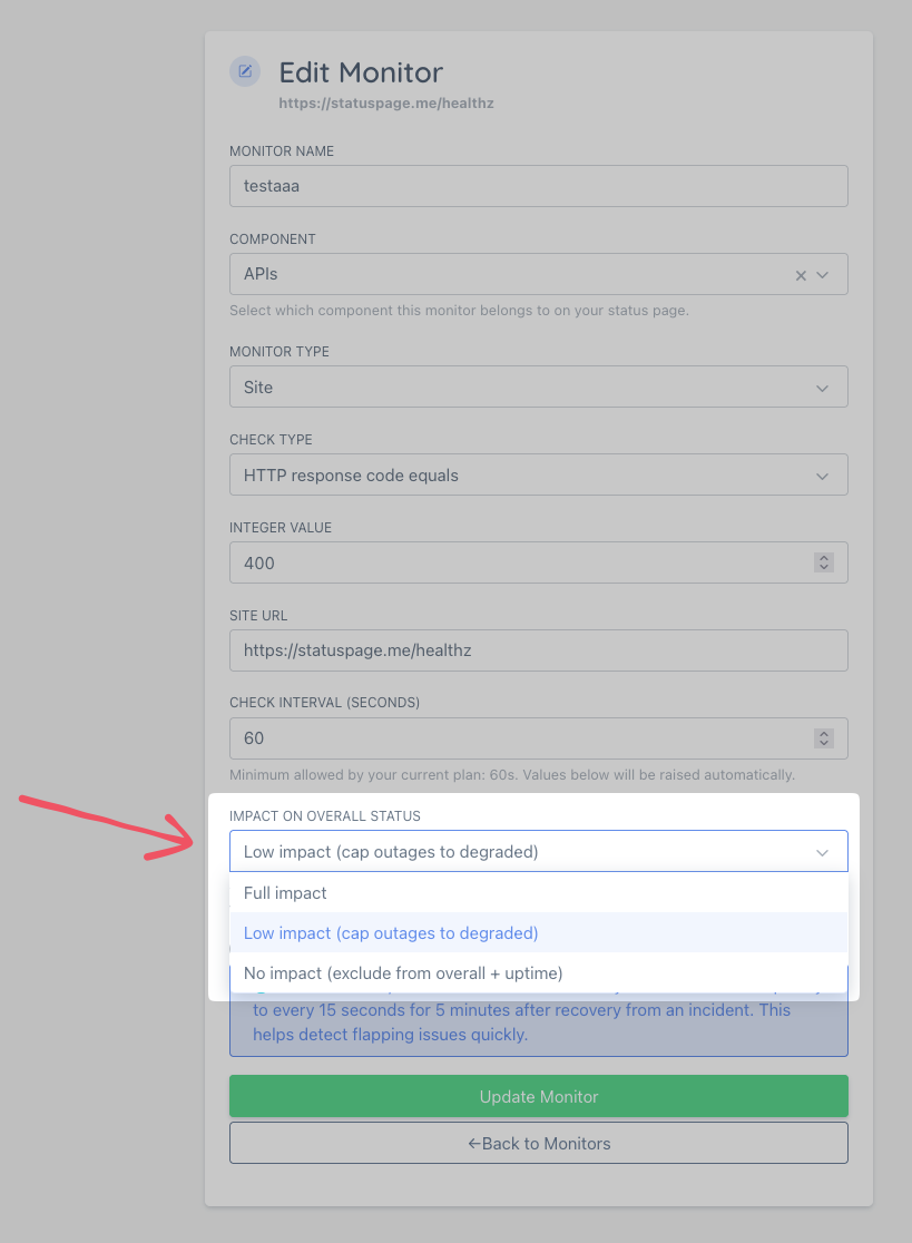 Monitor Impact Setting